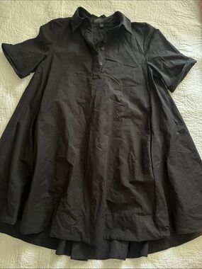 Zara Black A-Line Short-Sleeve Shirt Dress